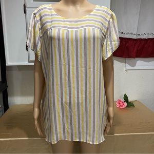 Loft Outlet short sleeve Women's Size XL crew neck Lightweight striped Top
